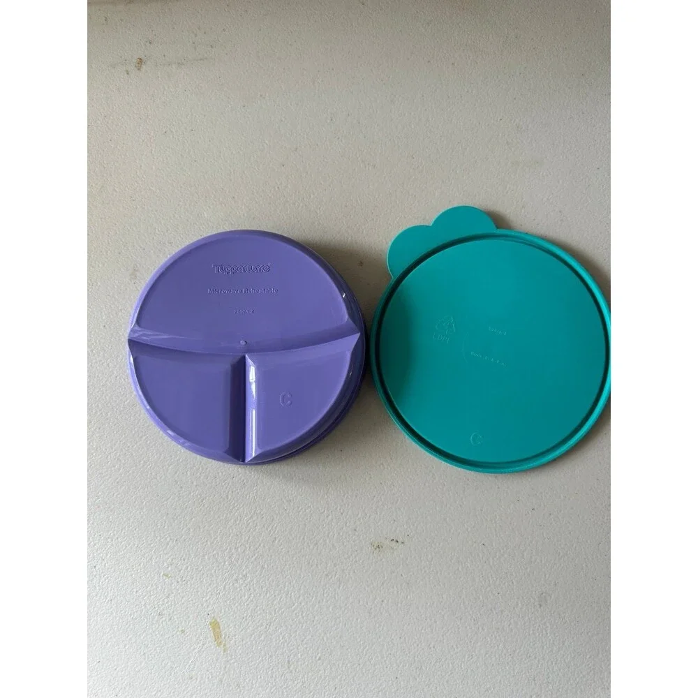 Tupperware Retired Munch Kids Toddler Stay Put Divided Dish Bowl Plate Lid